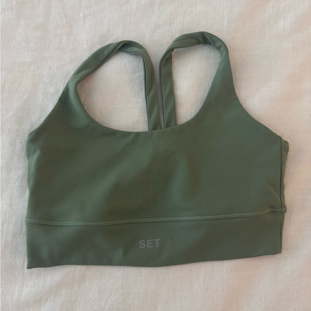 SET Active Green Sports Bra Seamless Racerback